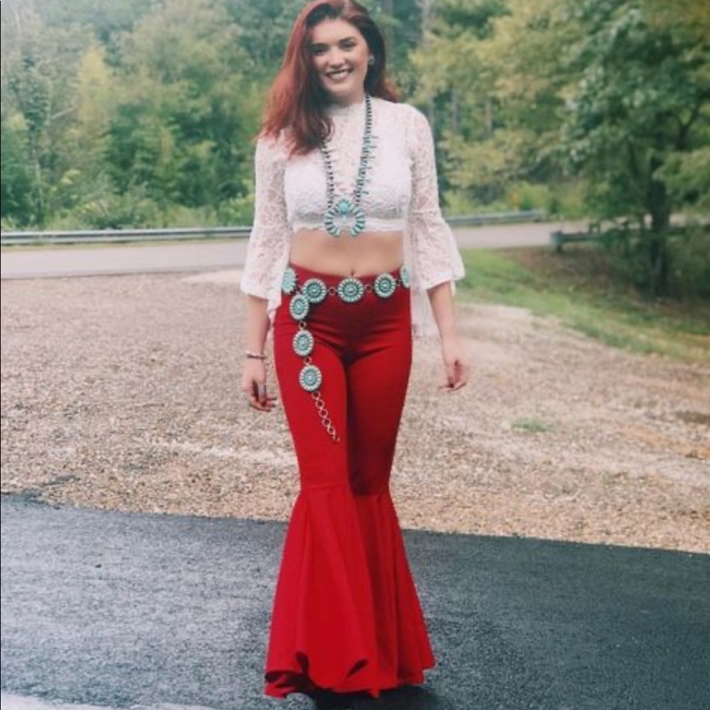 Cherry red flare pants